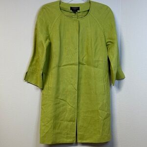 Talbots 100% Irish Linen Green Chartreuse Open Front Blazer Jacket Size XS EUC